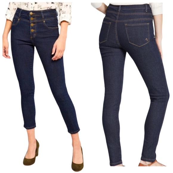 ModCloth Seamstress Buttoned Skinny Jeans Size 4 - Picture 1 of 11